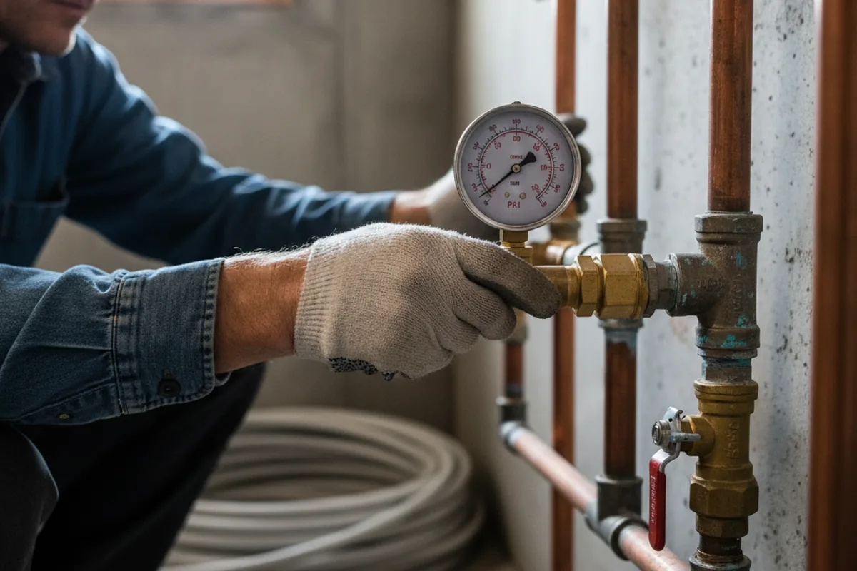 Pressure testing a repaired line during Water Line Repair in Verplanck
